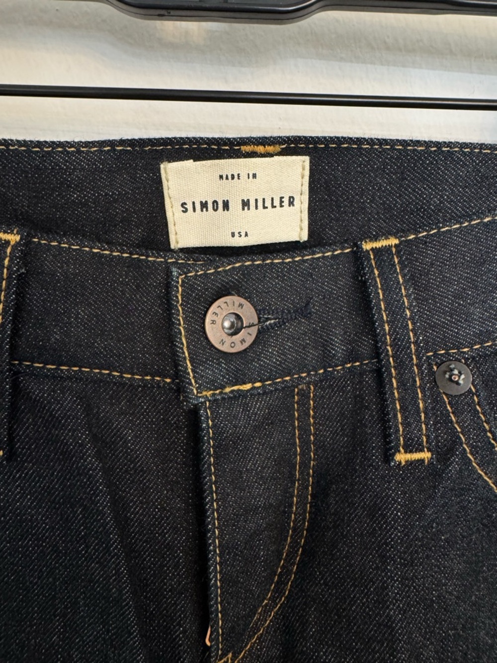 Simon Miller Raw Dark Indigo Denim Jeans with Contrast Stitching
